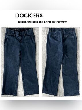 Women’s Dockers Metro Trouser Pants 6P M Dark Wash Stretch Work Banish the Blah